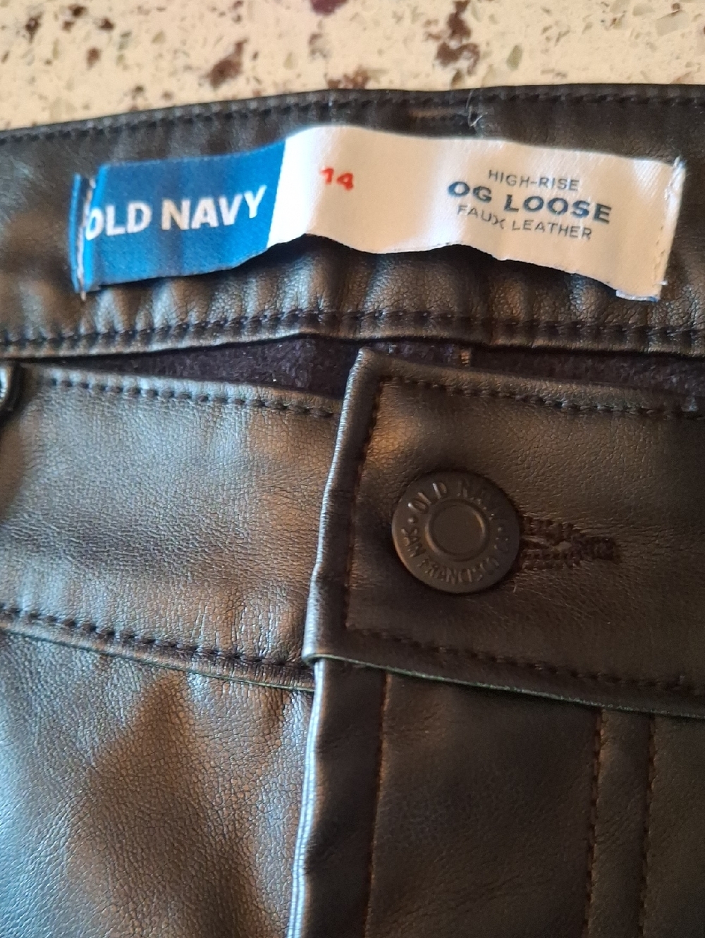 Old Navy Black Faux Leather High-Rise Loose Pants